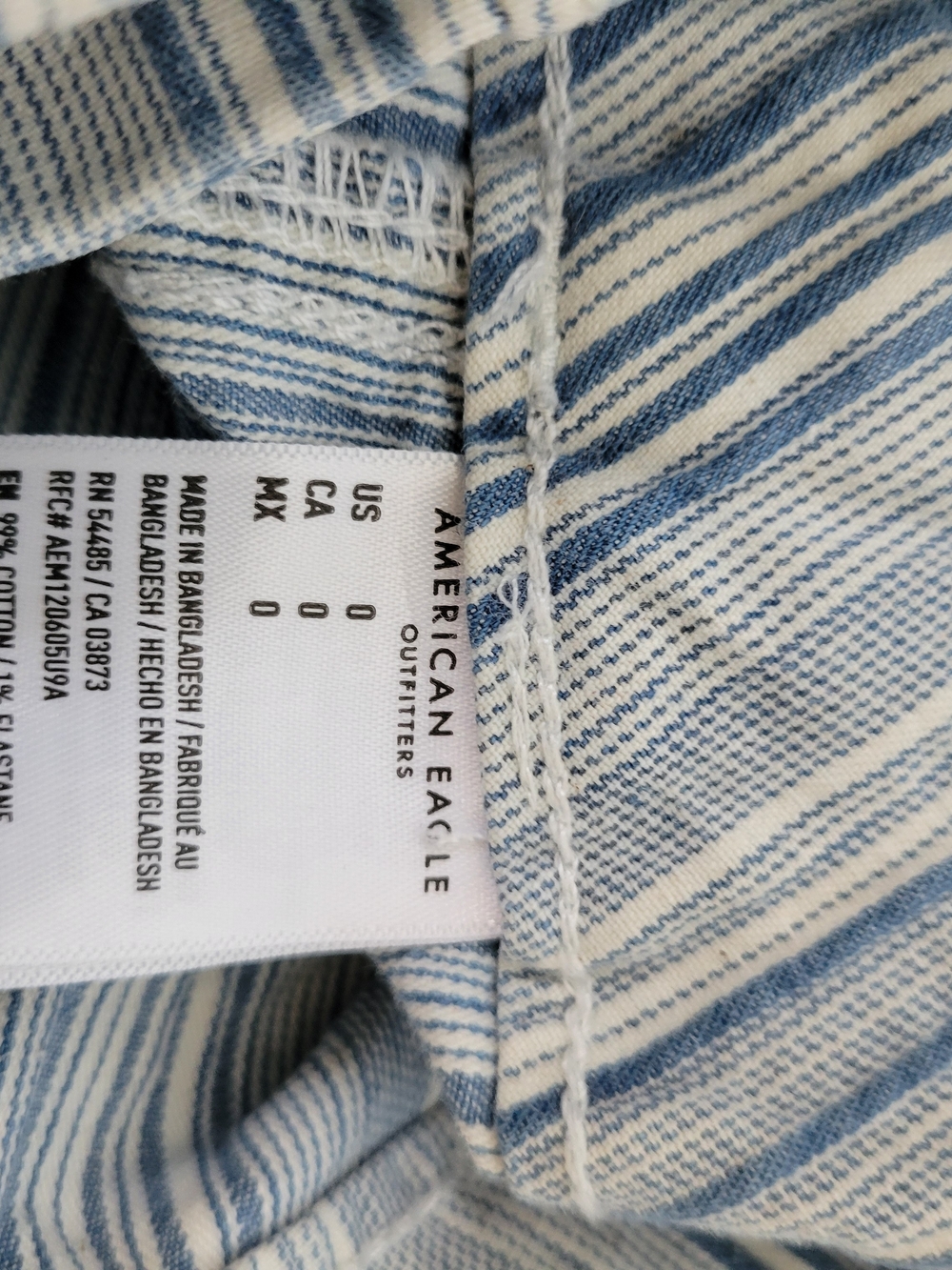 Striped Tie-Waist Women’s Shorts - Light Blue/White American Eagle - Picture 4 of 5